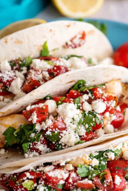 Greek chicken tacos.