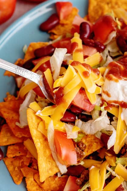 Forkful of fiesta taco salad.