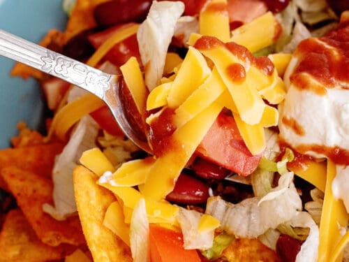 Forkful of fiesta taco salad.