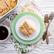 Slice of crumb cake.