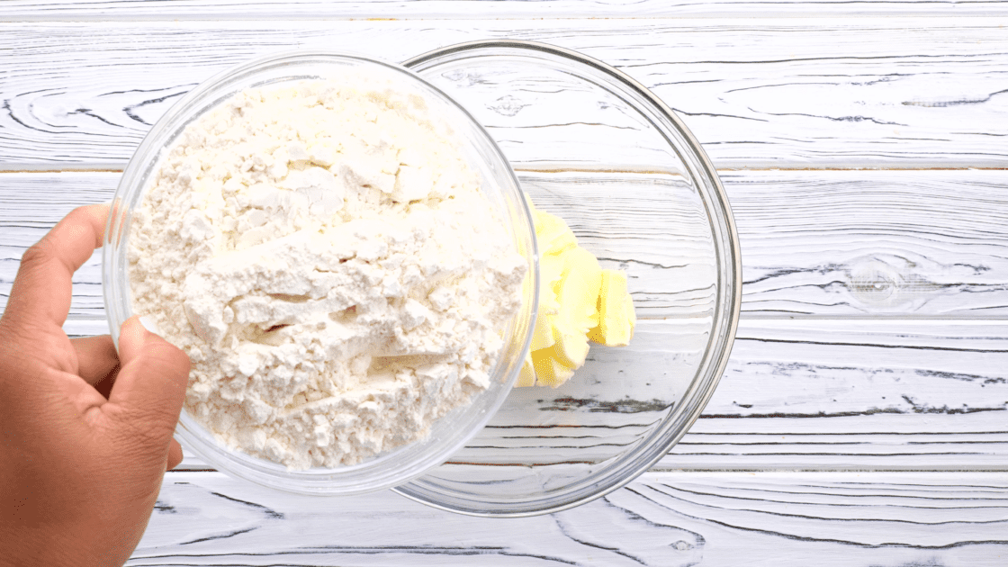 Add flour to mixing bowl.