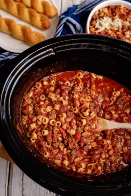 Slow cooker pasta fagioli.