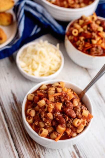 Bowl of pasta fagioli.