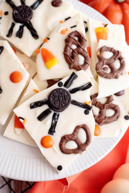 Plate loaded with Halloween bark.