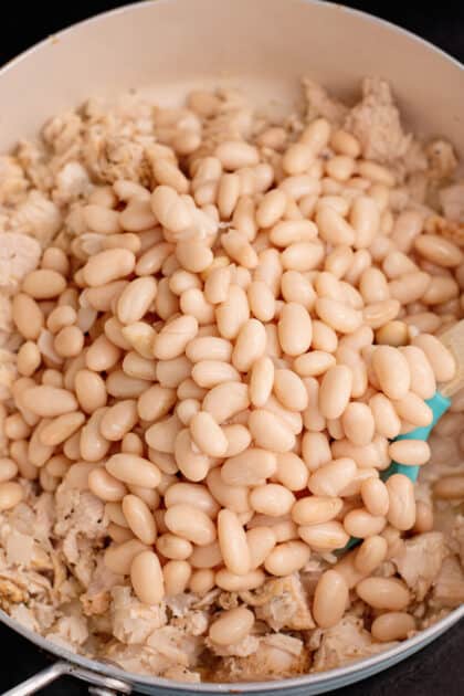 Add beans to pan.