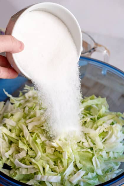 Add sugar to mixing bowl.