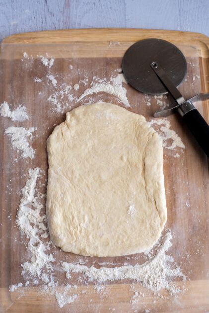Stretch dough into a rectangle.