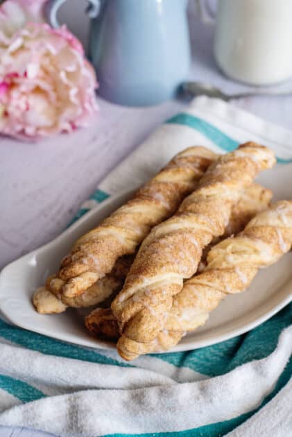 Sprinkle cinnamon twists with remaining cinnamon sugar.