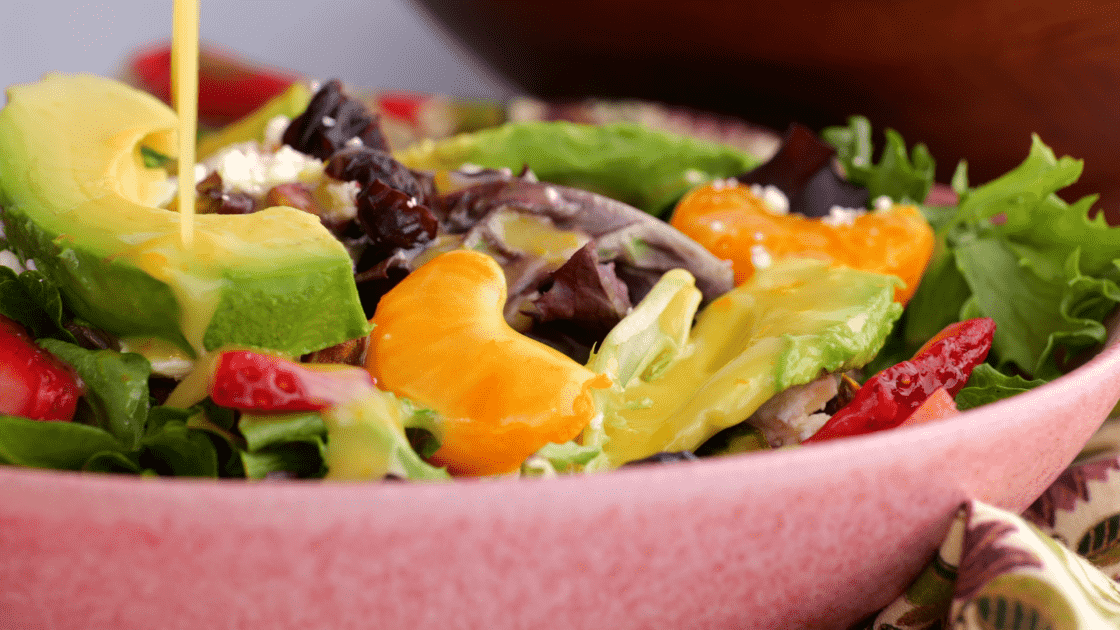 Close-up of strawberry salad.