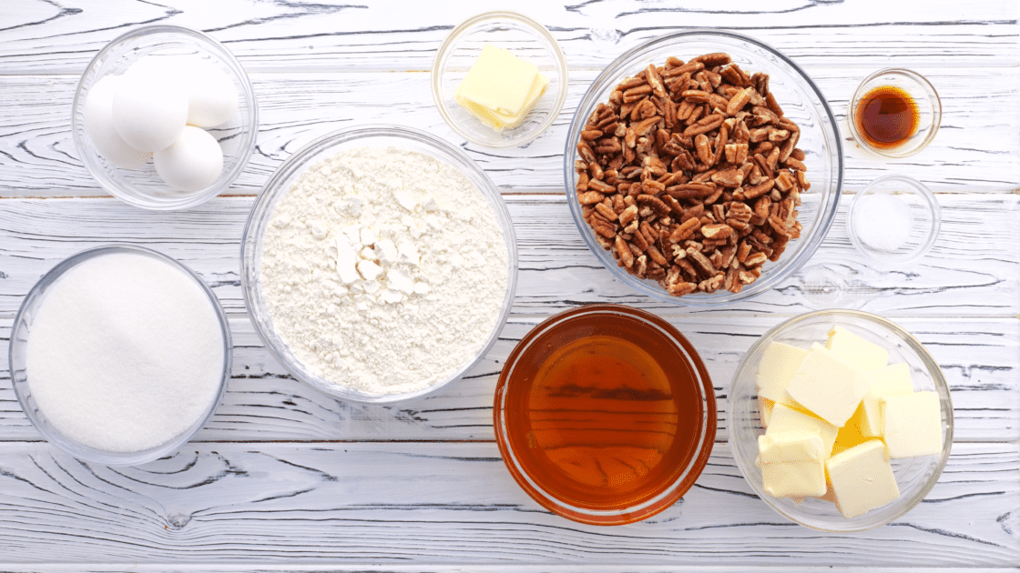 Ingredients for pecan bars.