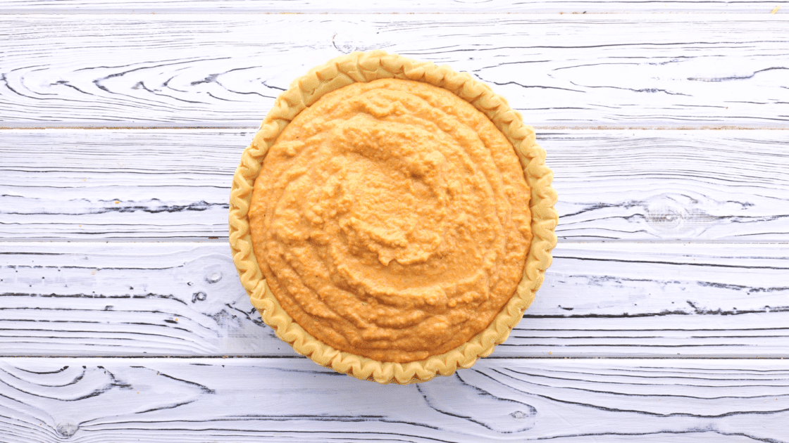 Sweet potato pie ready to bake.