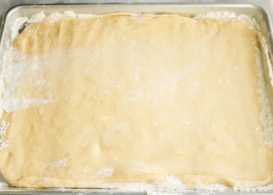 Roll out dough on floured surface.
