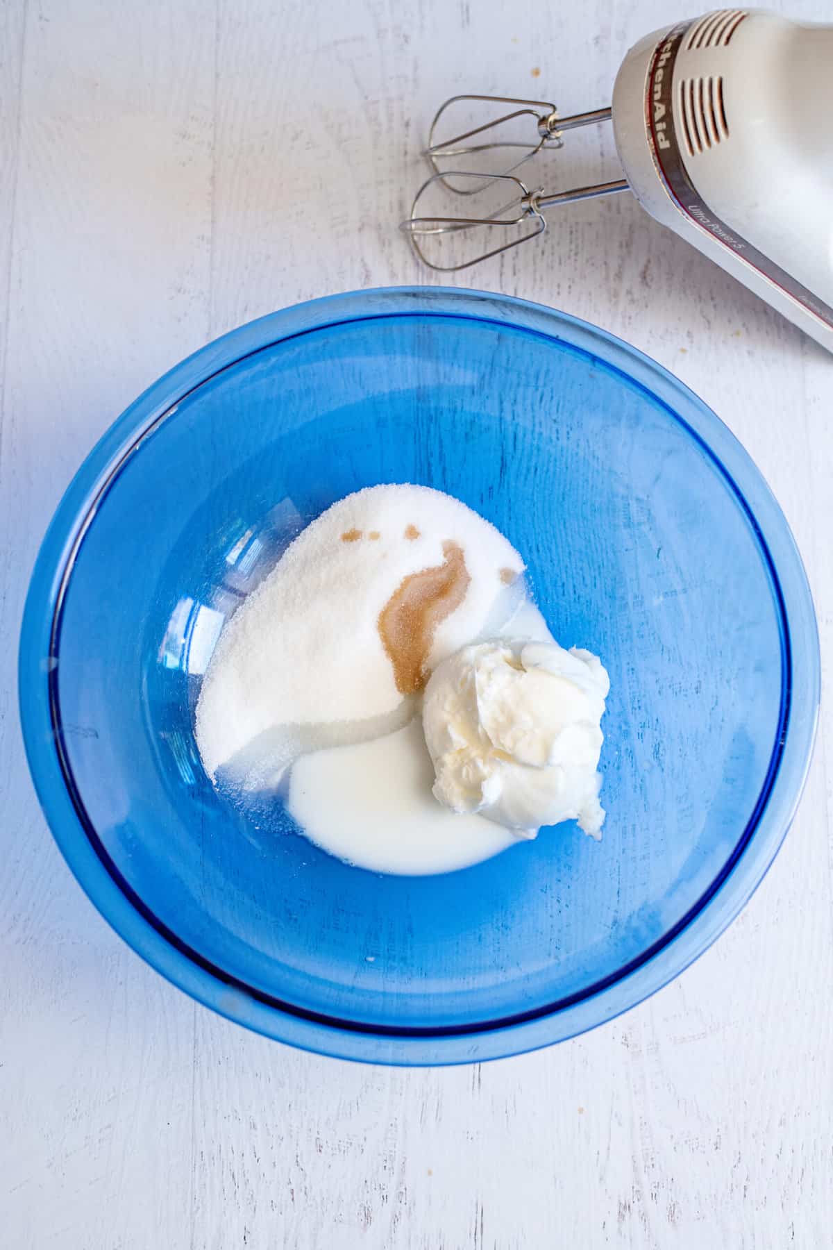 add together dough ingredients in a bowl