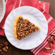 Slice of perfect pecan pie.