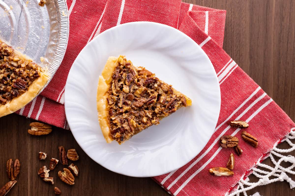 Slice of perfect pecan pie.