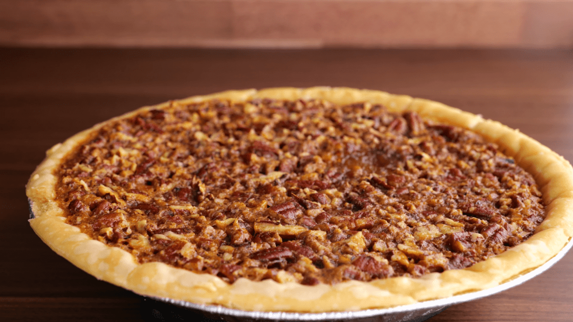 Baked perfect pecan pie.