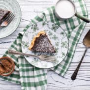 Slices of chocolate chess pie.