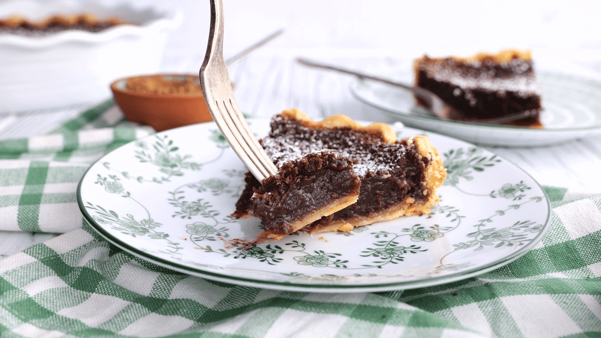 A piece of chocolate chess pie.