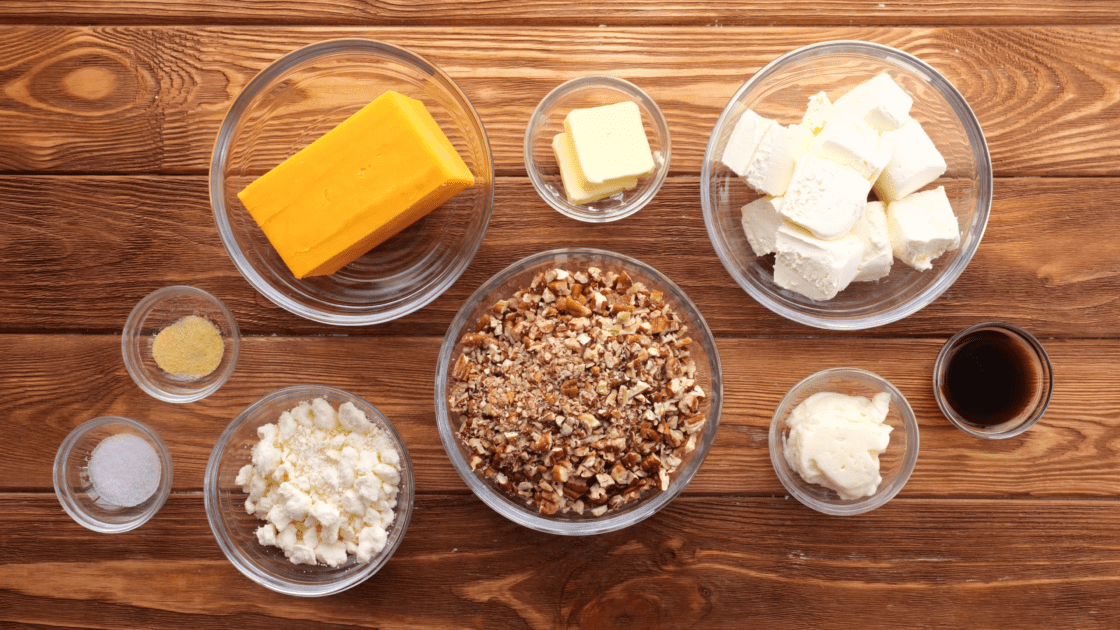 Cheese ball ingredients.
