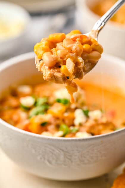 Spoonful of buffalo chicken chili