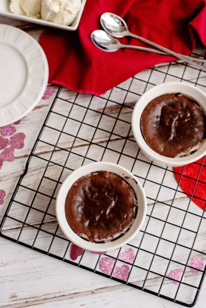 Baked molten chocolate cakes.