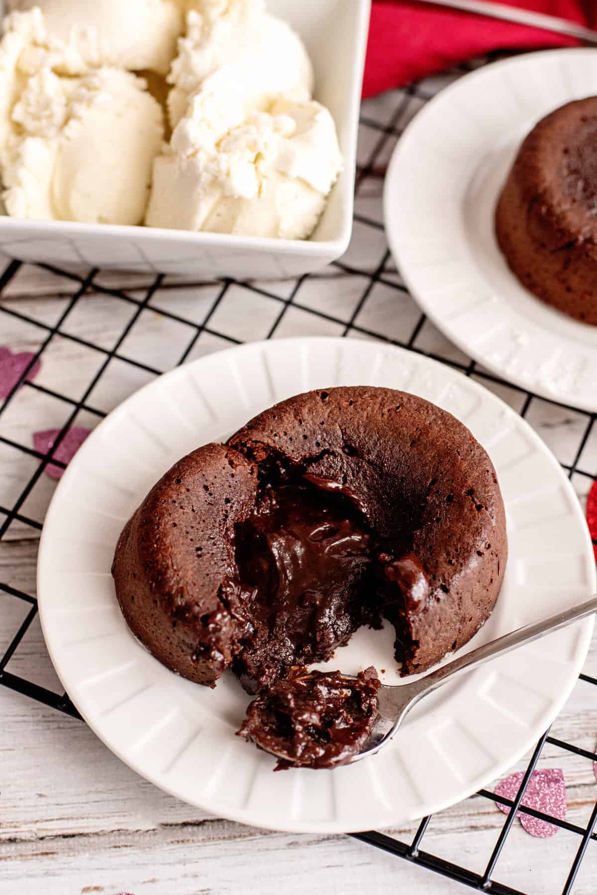 Inside a molten chocolate cake.