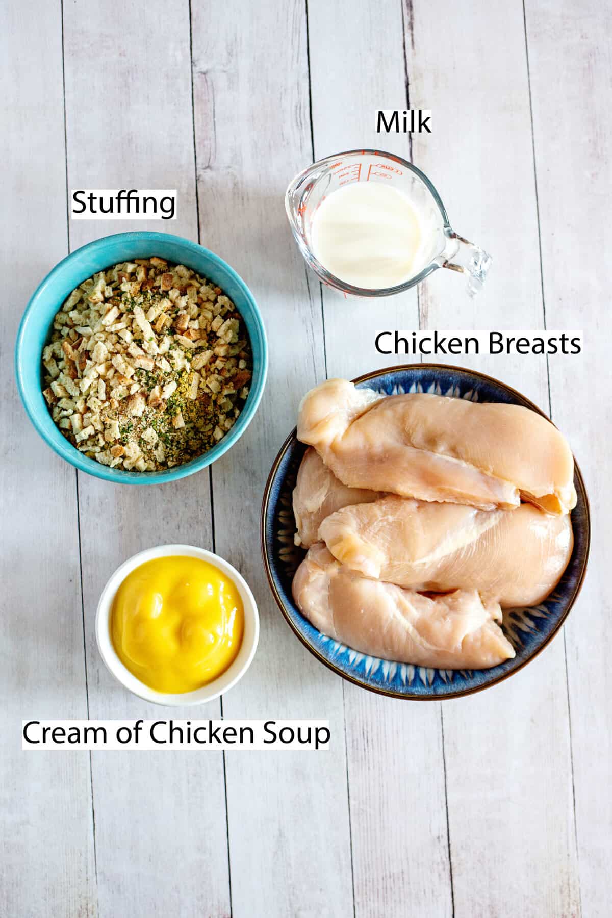 ingredients for stuffing-coated chicken