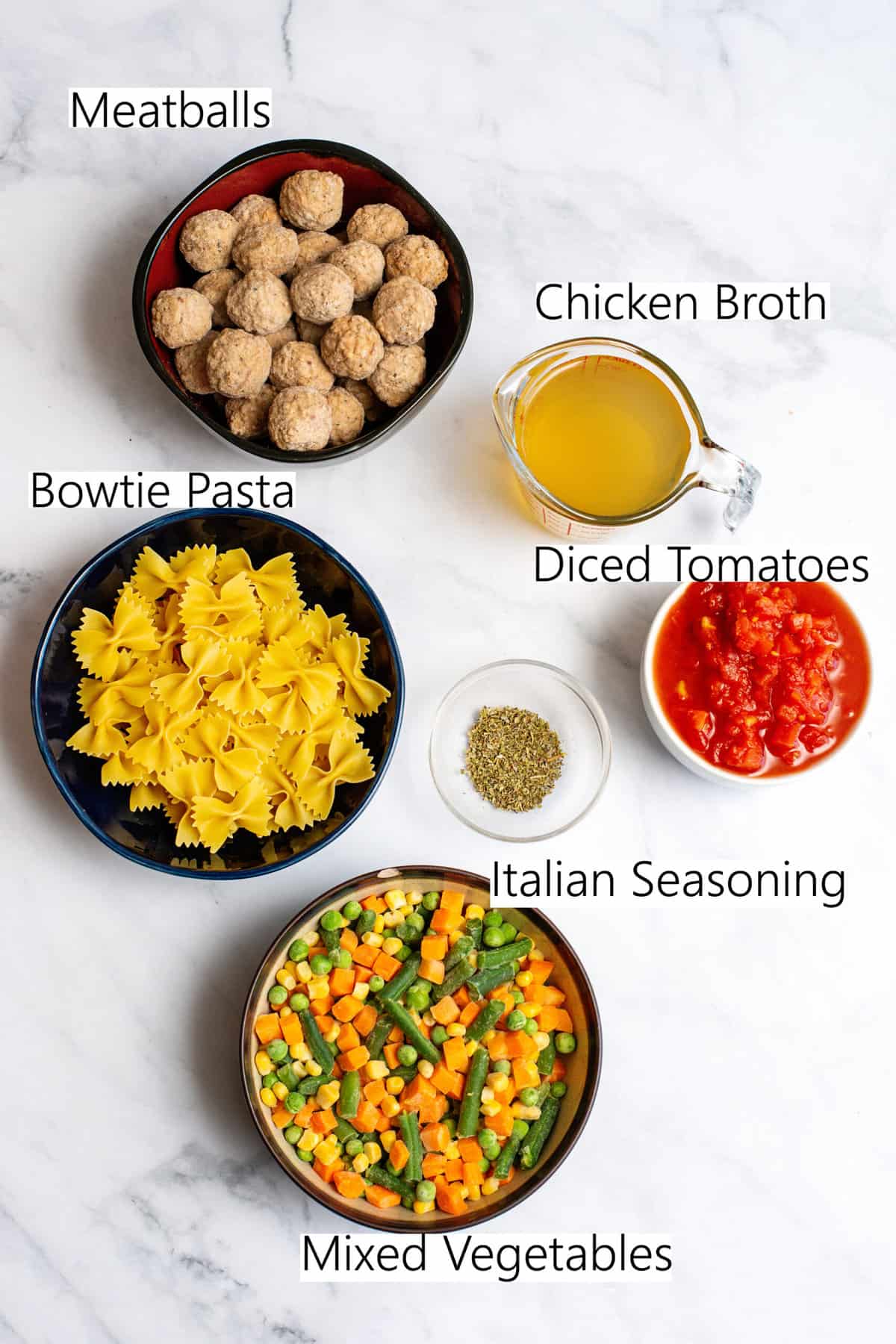 ingredients for quick Italian meatball soup