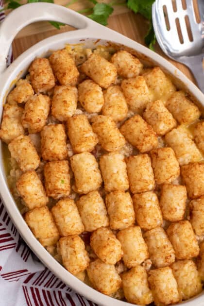 Baked chicken tater tot casserole.