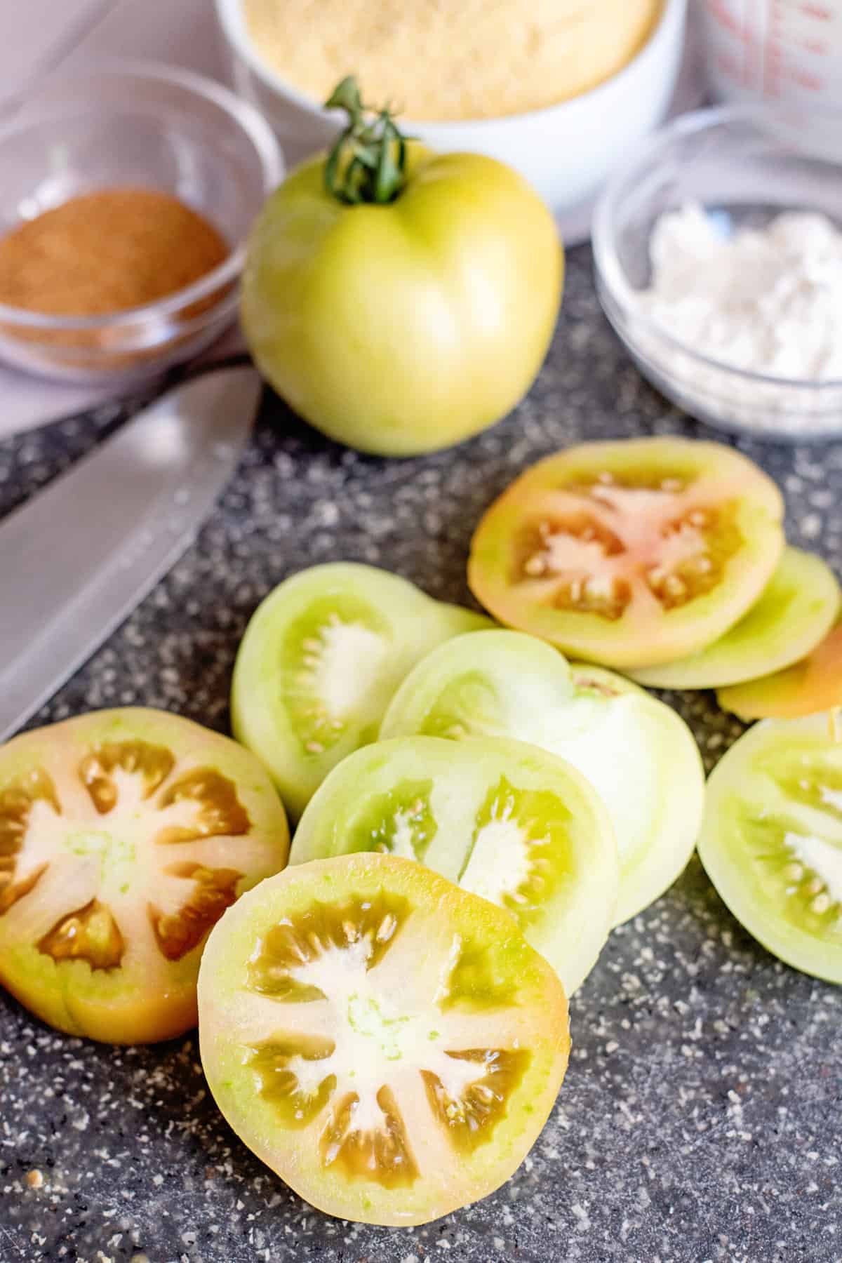 cut tomatoes into thick slices
