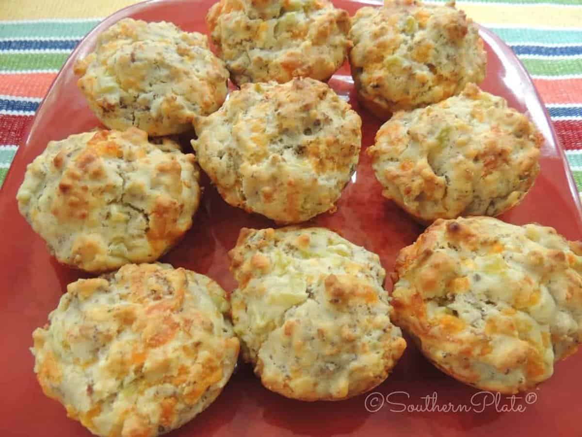 Sausage Biscuits with Cheese and Chiles. Not very spicy 