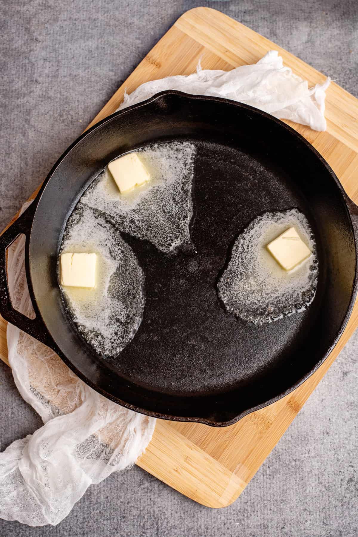 put butter into hot pan