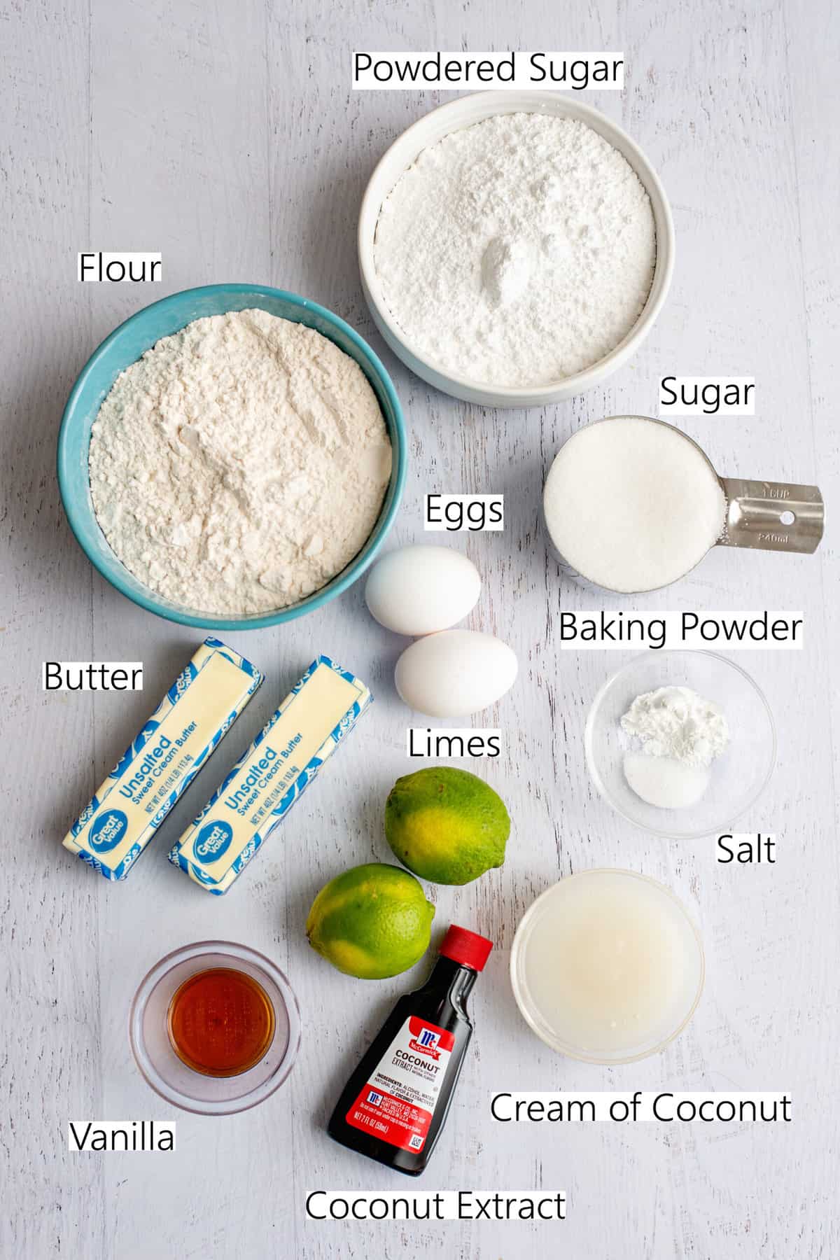 ingredients for coconut lime cookies