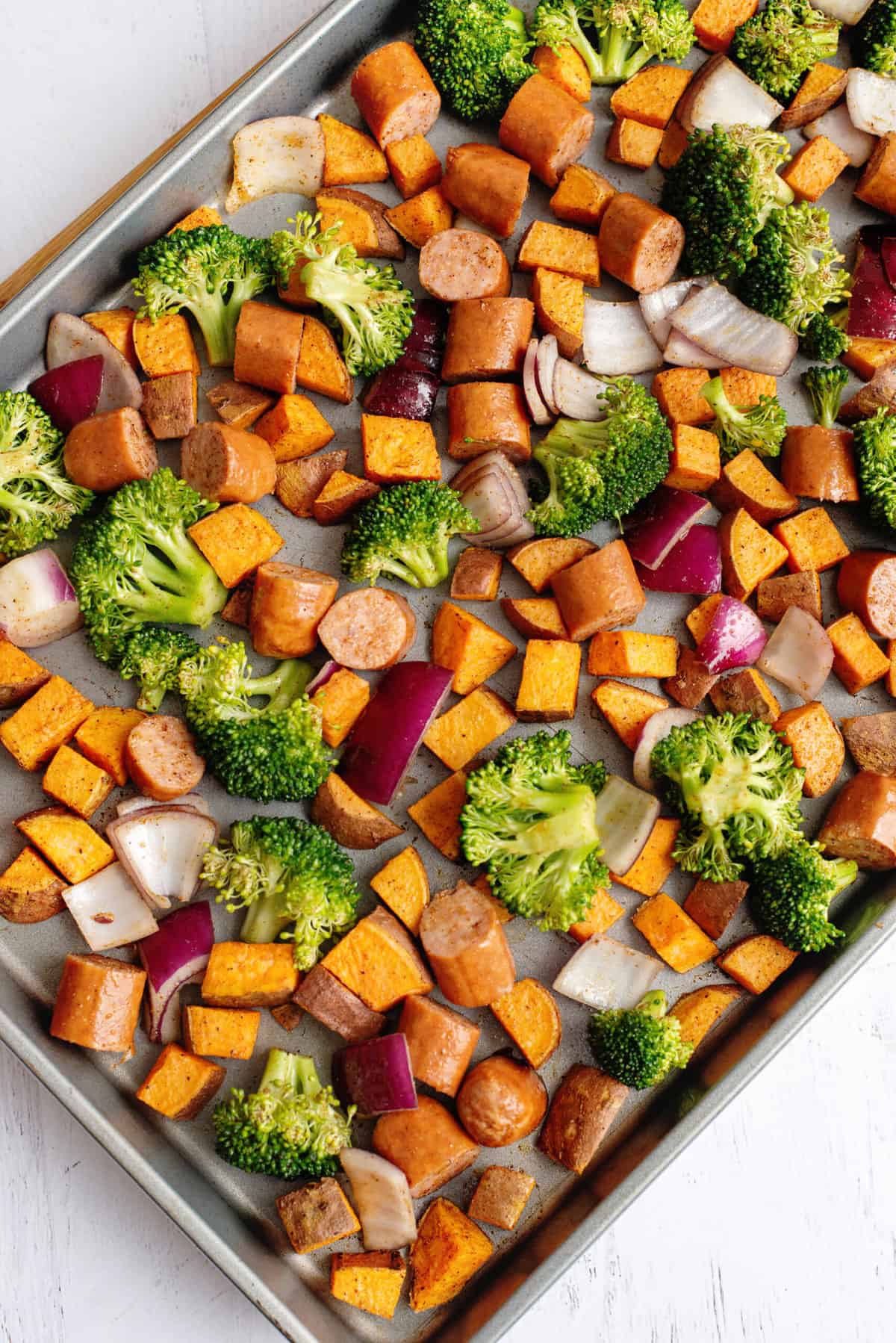 spread those ingredients on the same sheet pan as the sweet potatoes