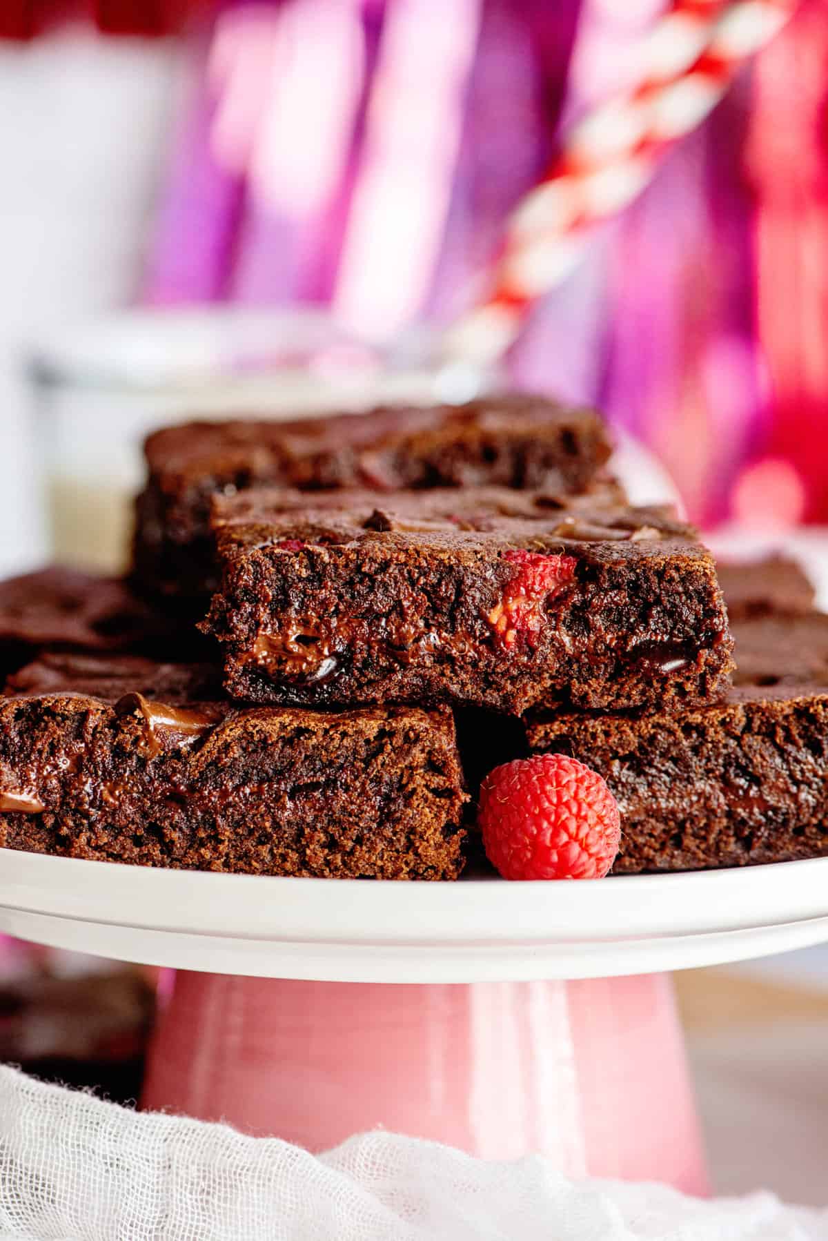 Serve the triple chocolate raspberry brownies