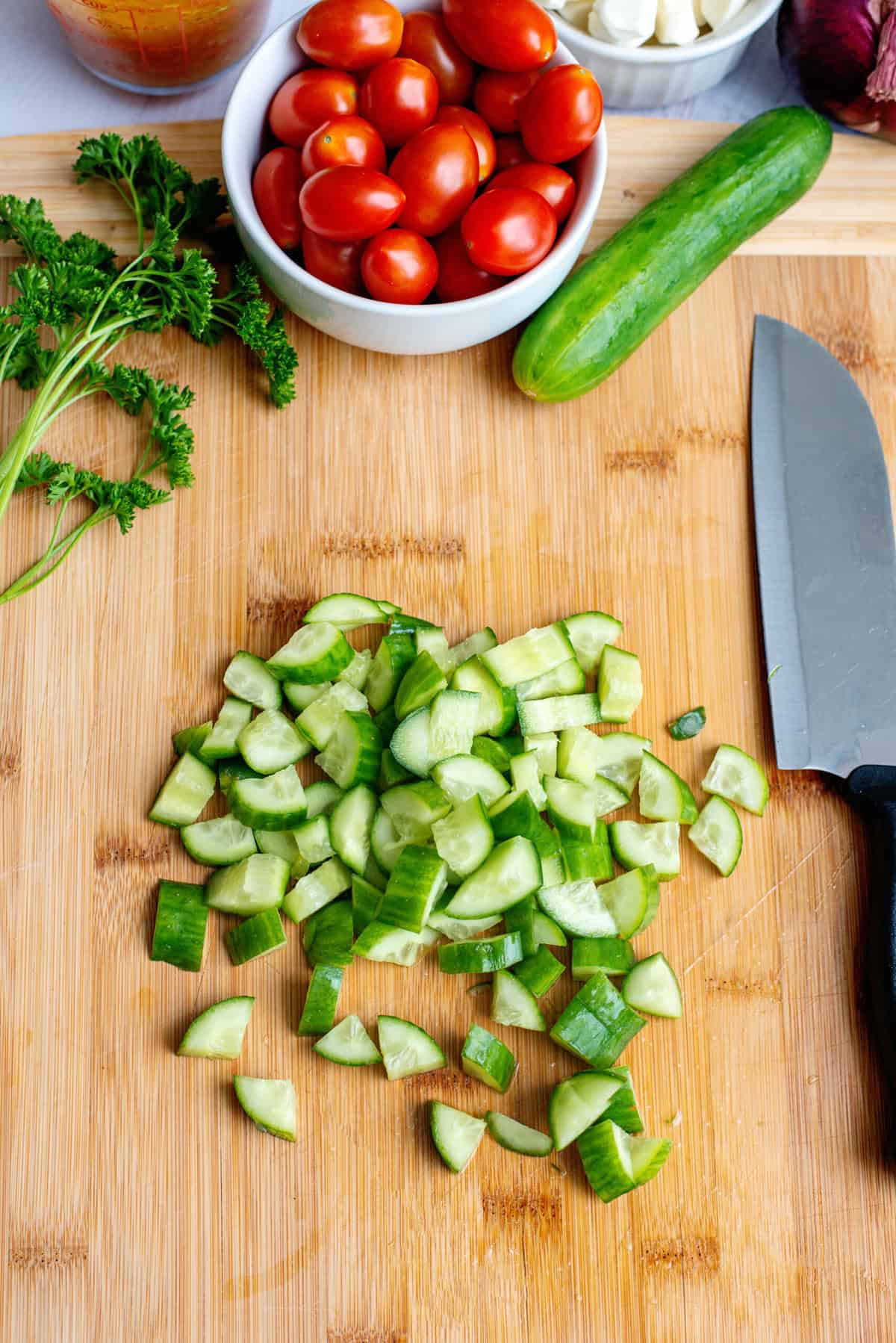 chop cucumber into quarters