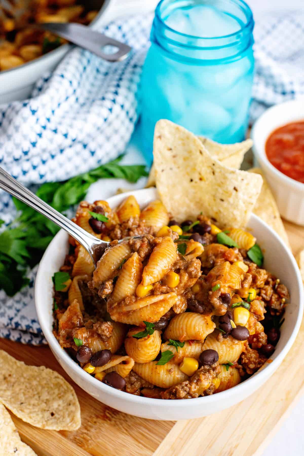 Mexican taco pasta skillet