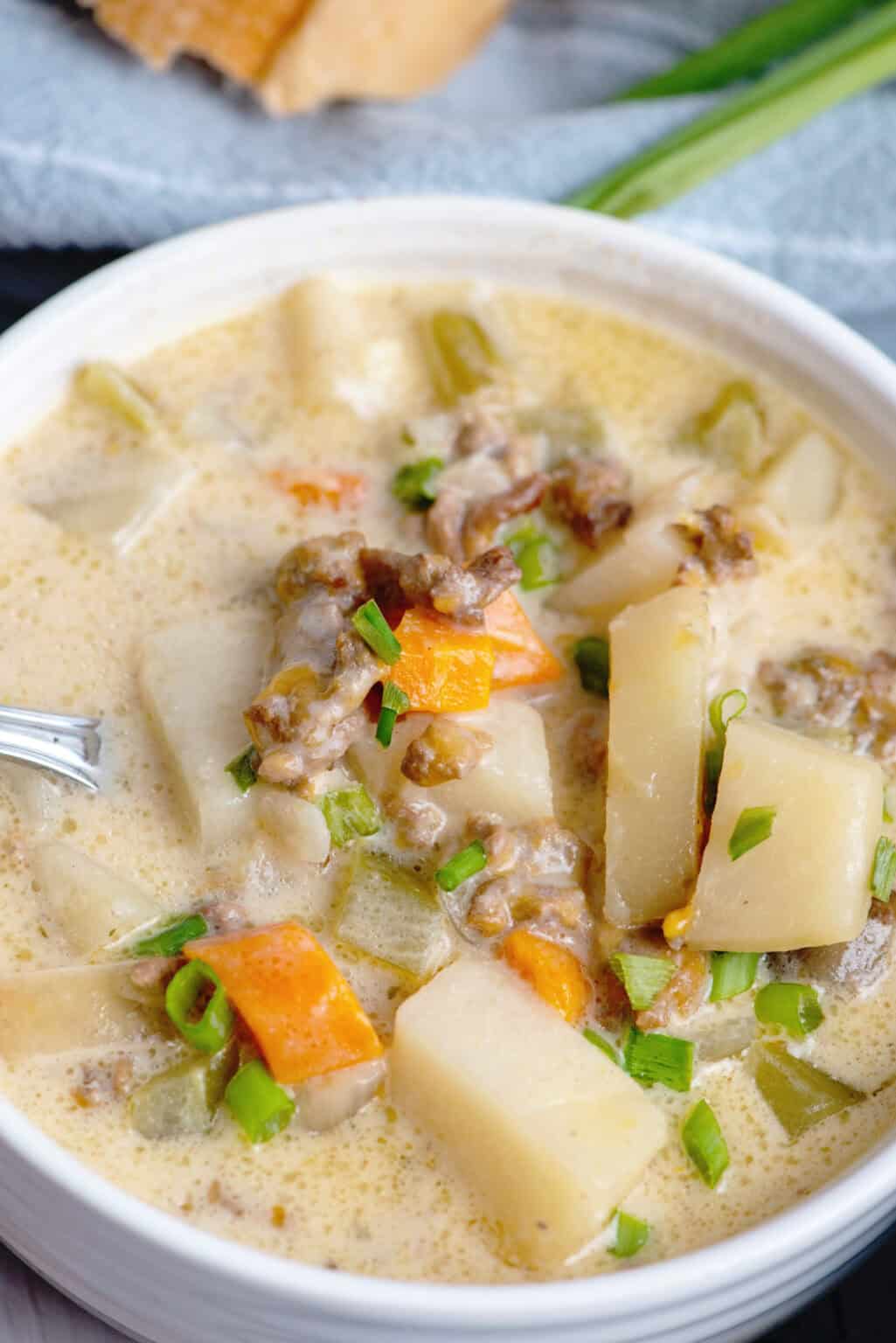 Crockpot Potato and Hamburger Soup | Southern Plate