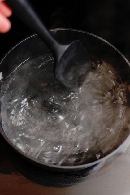 A pot of boiling water