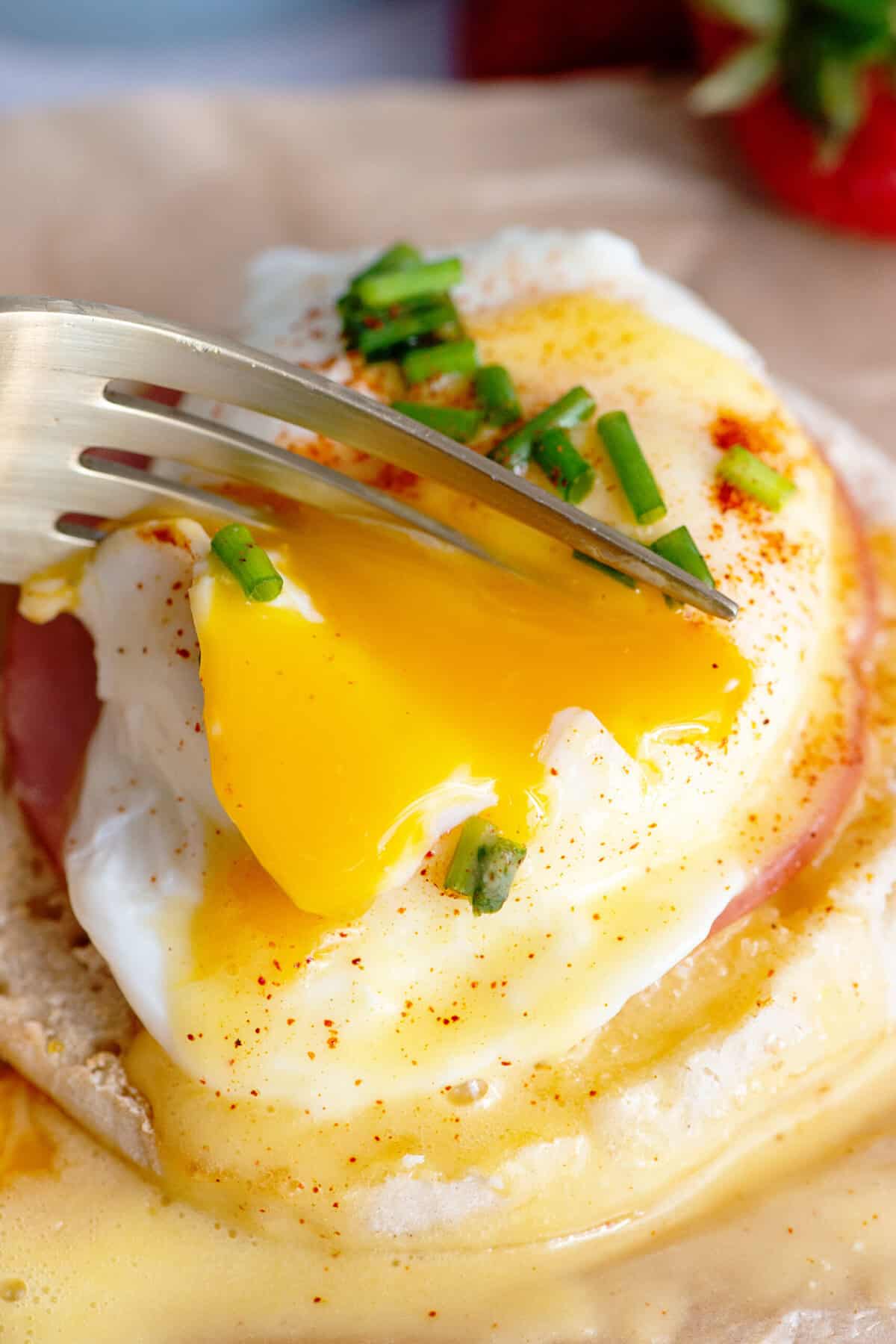 Breaking the yolk on an Easy Eggs Benedict