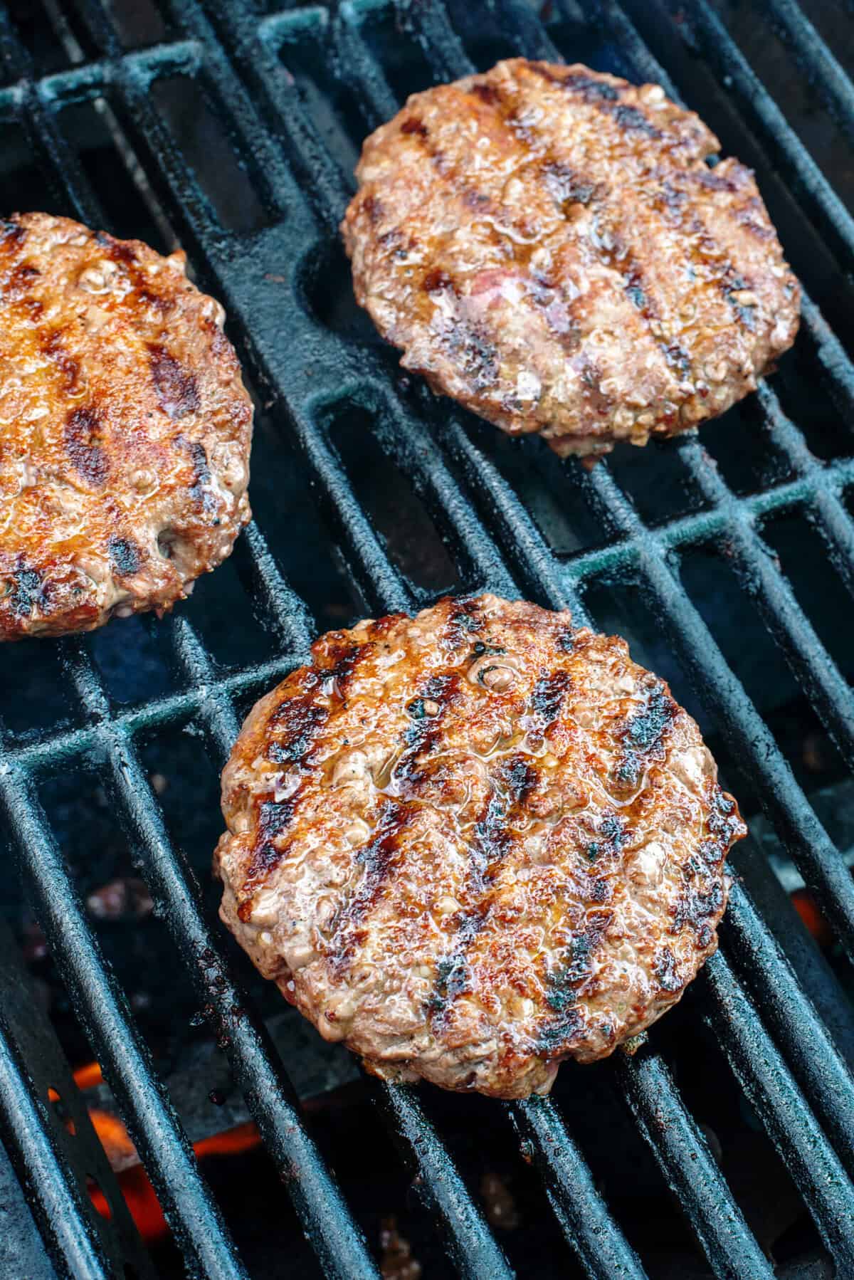 Burger patties on the grill