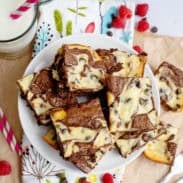 Plate of marble cheesecake brownies