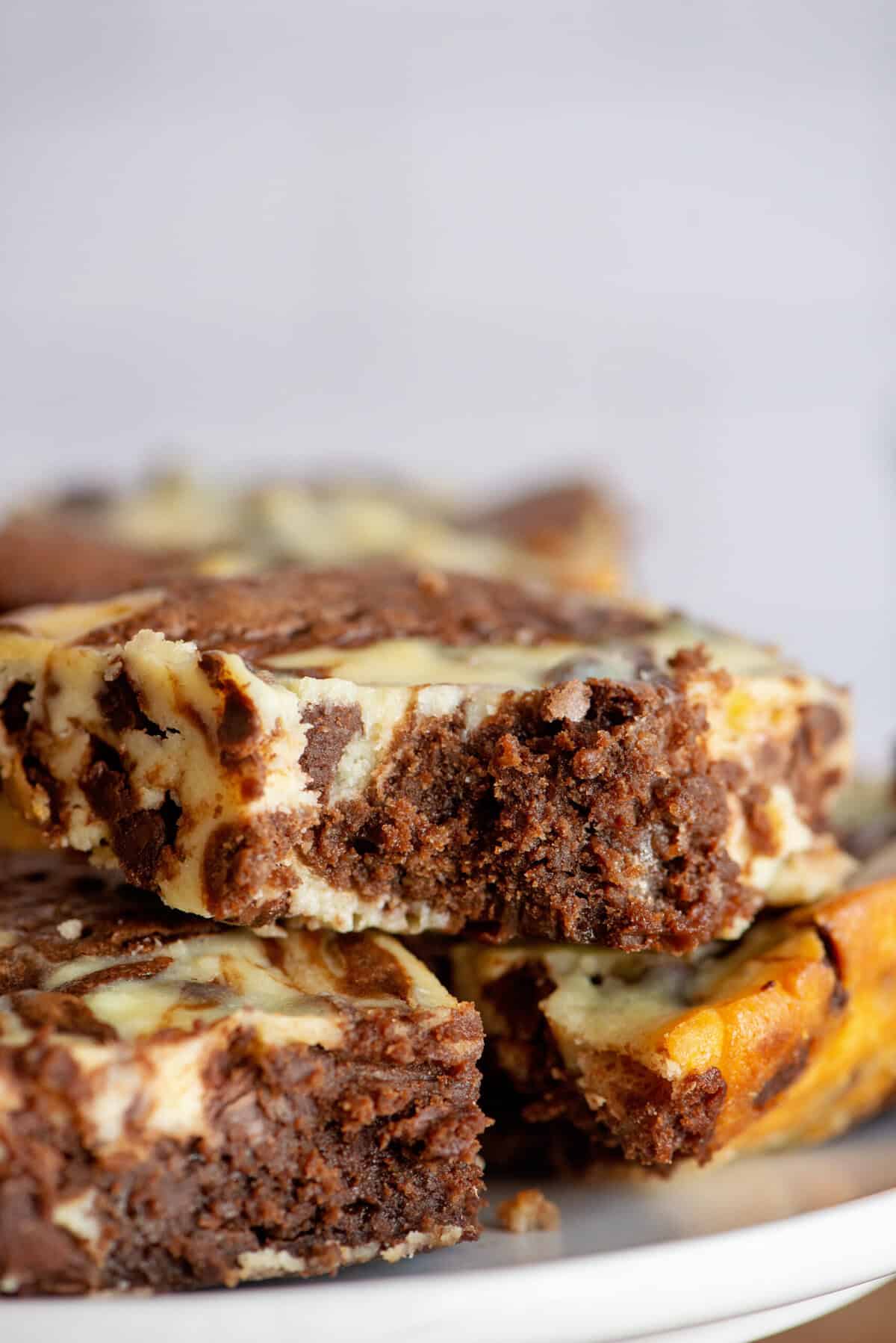 Close up of marble cheesecake brownie