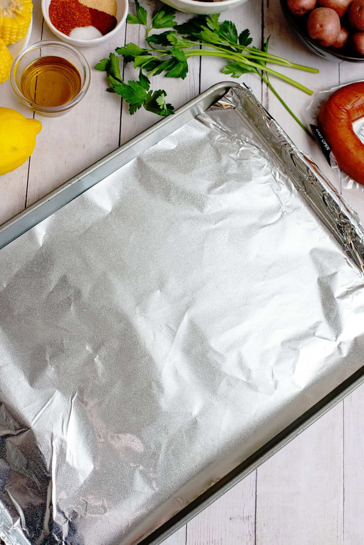 Large sheet pan with foil