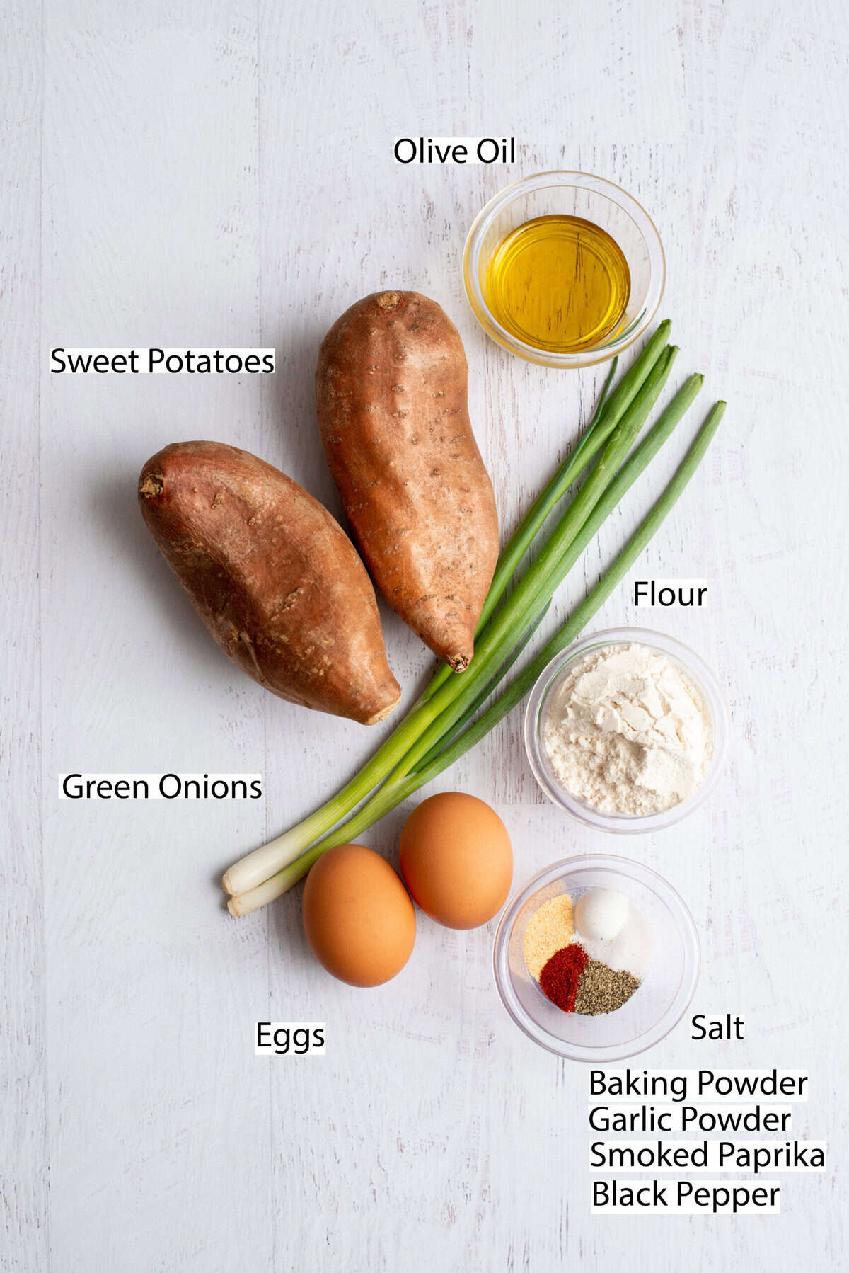 Ingredients for sweet potato fritters