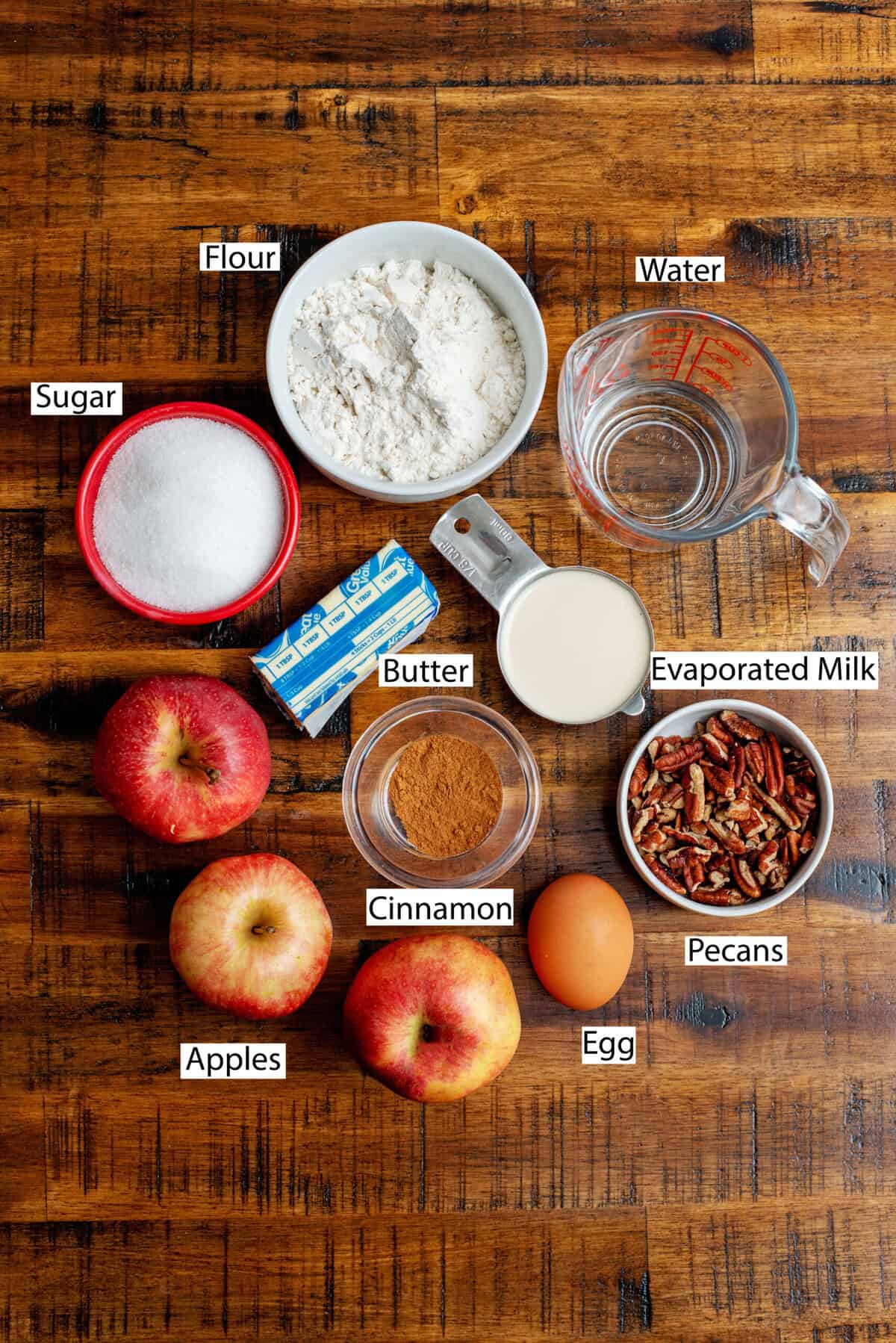Ingredients for making apple skillet cake