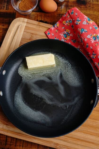 melting butter in a skillet