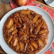 Apple skillet cake on a plate