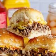 A stack of cheeseburger sliders