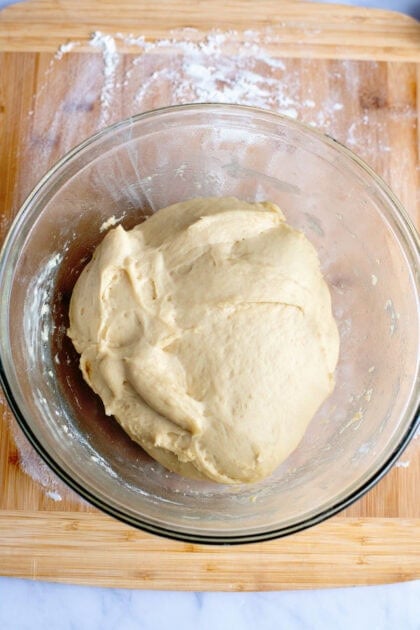 Apple cinnamon roll dough after rising